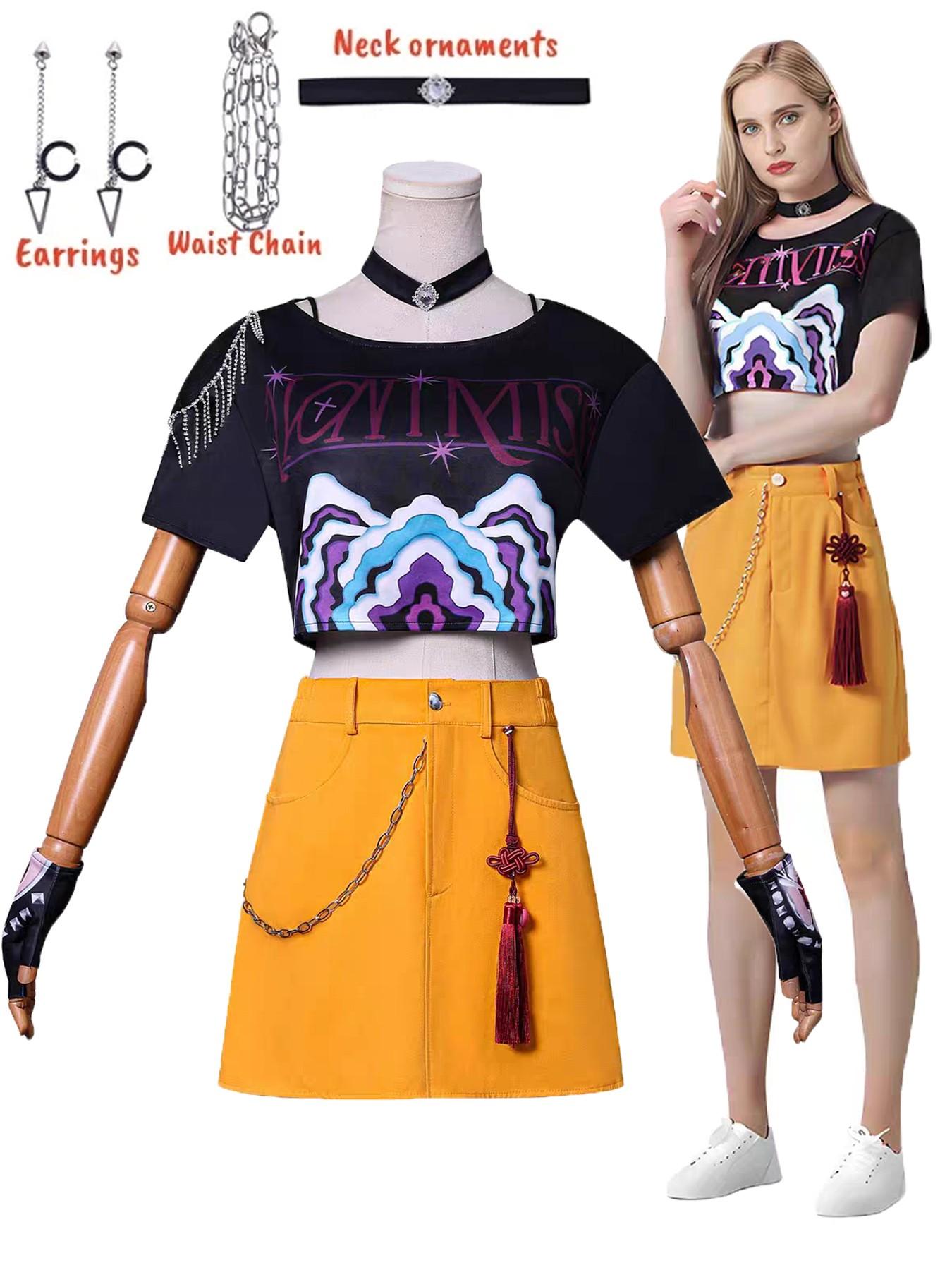 Anime KPop Demon Hunters Mira Cosplay Costume Wig Huntrix suit Halloween Party for Women Girls Carnival