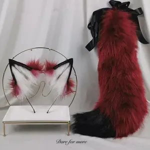 New Red Fox Ear Beast Tail Wolf King Ear Cat Ear Headband Custom COSPLAY Hand Made LOL Golden Fox Ears Anime Hair Accessories