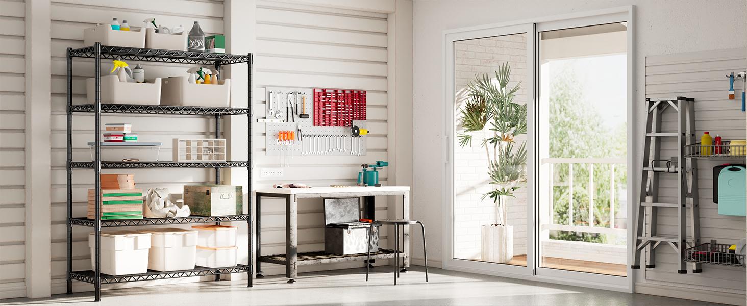 Raybee Furniture Wire Shelving, Metal Shelves for Storage, Adjustable Heavy Duty Storage Rack Pantry Shelf Kitchen Shelving