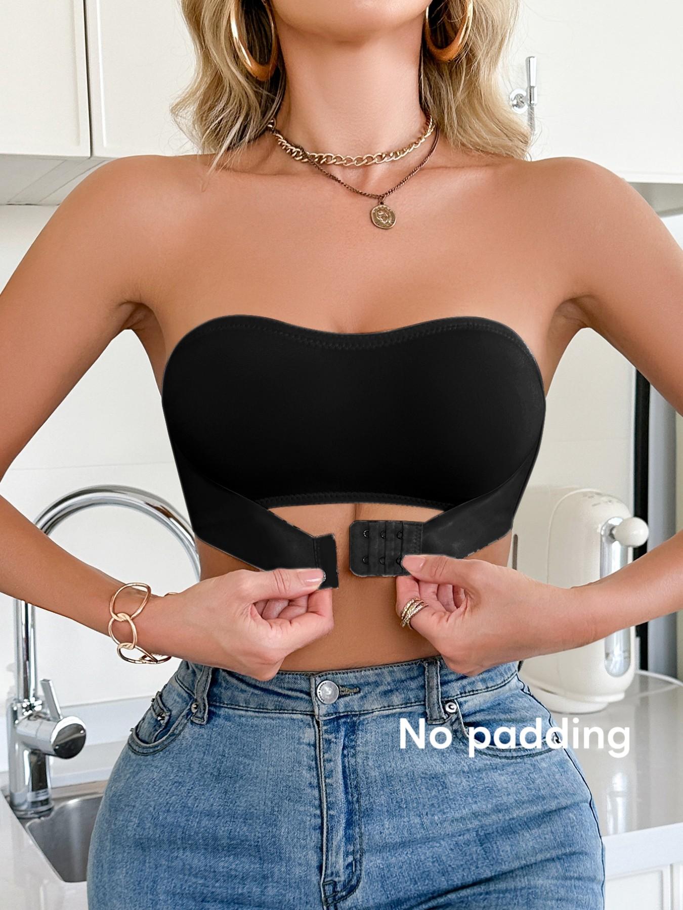 Women's Wireless Full Coverage Bra, No Cup Padding, Plain Design, Front Buckle Closure, Slip-Resistant, Comfortable Ladies Underwear