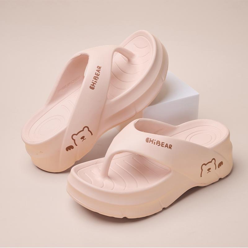 GRIP&GO Women's Fashion Height Increasing Flip Flops with Cute Bear Pattern EVA Material Comfortable Breathable Non-slip Sandals for Beach Home & Outdoor Use GRIP&GO Women's Fashion Height Increasing Flip Flops with Cute Bear Pattern EVA Material Comfortable Breathable Non-slip Sandals for Beach Home & Outdoor Use