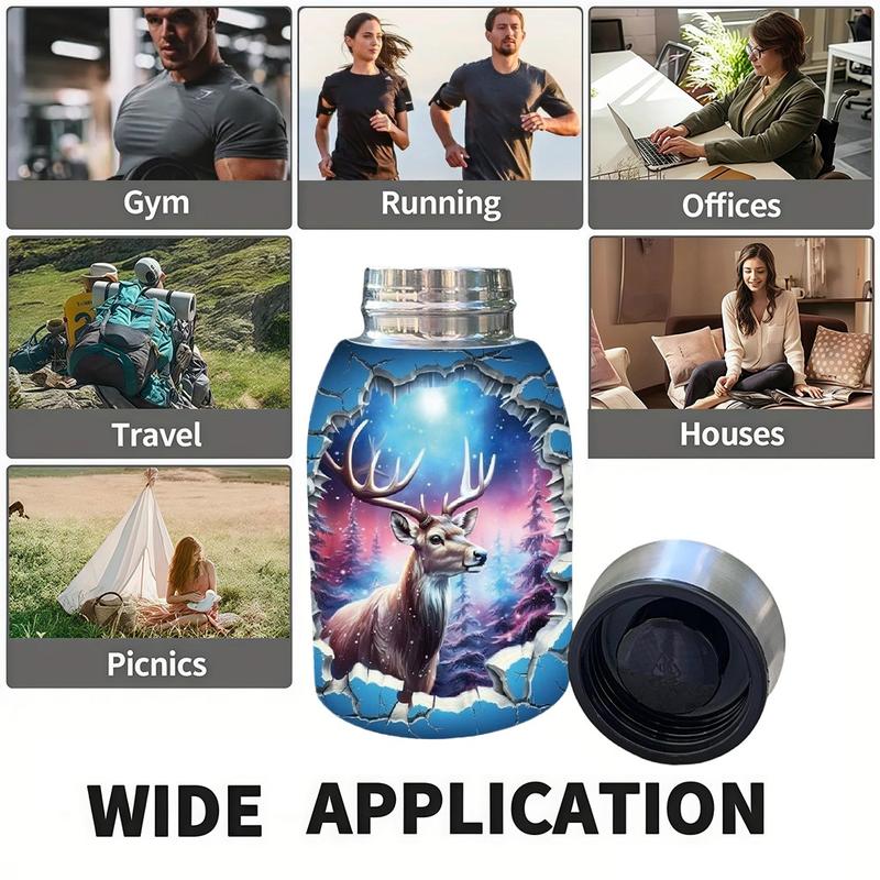 1pc 10.5oz Stainless Steel Tumbler - Leak-Proof, Insulated, Reusable, Hand Wash Only, Chic & Practical, **Enchanted Stag Breakthrough Art Design**, Ideal for Office, Camping or Holidays, Perfect Holiday Gift Item, Durable Drinkware