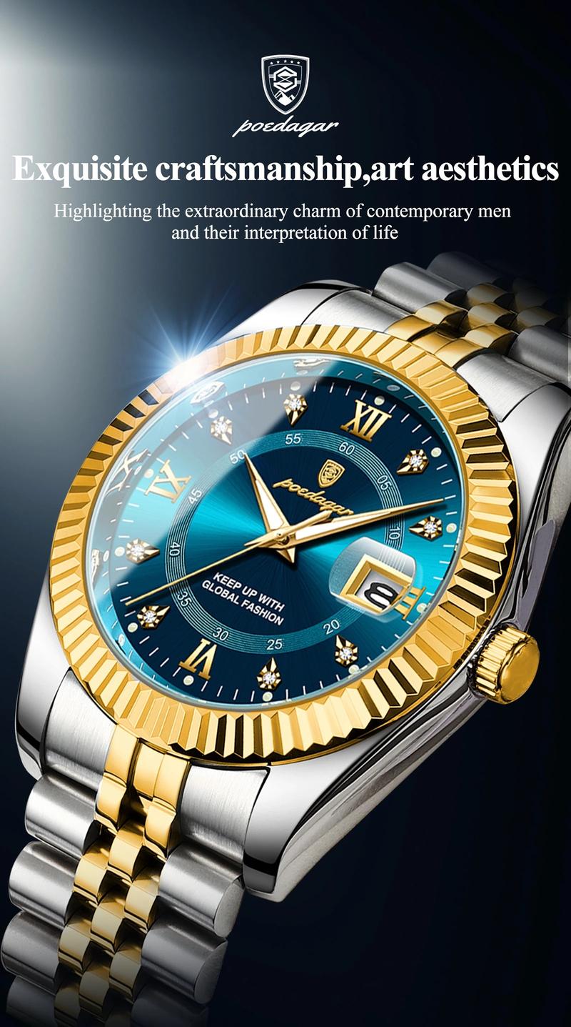 Men's Round Dial Quartz Watch, Business Fashion Watches for Party, Daily Clothing Decor, Trendy All-match & Exquisite Watch for Birthday Gift with Box