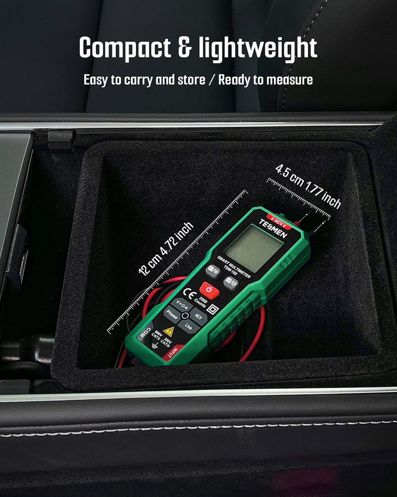 TESMEN TSM-192 Smart Digital Multimeter, 2000 Counts, Auto-Ranging Voltmeter, Non-Contact Voltage Tester, Measure AC/DC Voltage, Resistance, Continuity, Phase, Live Wire