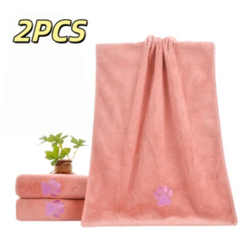 2-Pack Quick-Dry Microfiber Pet Towels for Dogs, Absorbent, Non-Shedding, Soft, Fast-Drying, Paw Print Design, Blue