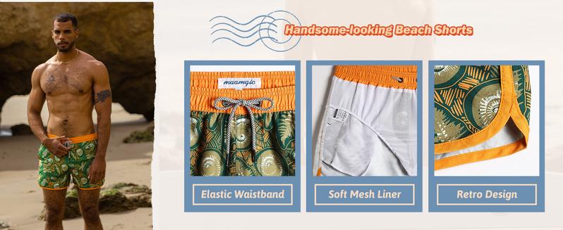 maamgic Mens Boys Short 80s 90s Vintage Swim Trunks, Regular Fit Summer Clothes,Going Out Outfit, Beach Shorts Clothes for Casual Vacation Holiday, Trendy Menswear Clothing, Drippy Outfits, Lazy School Outfit