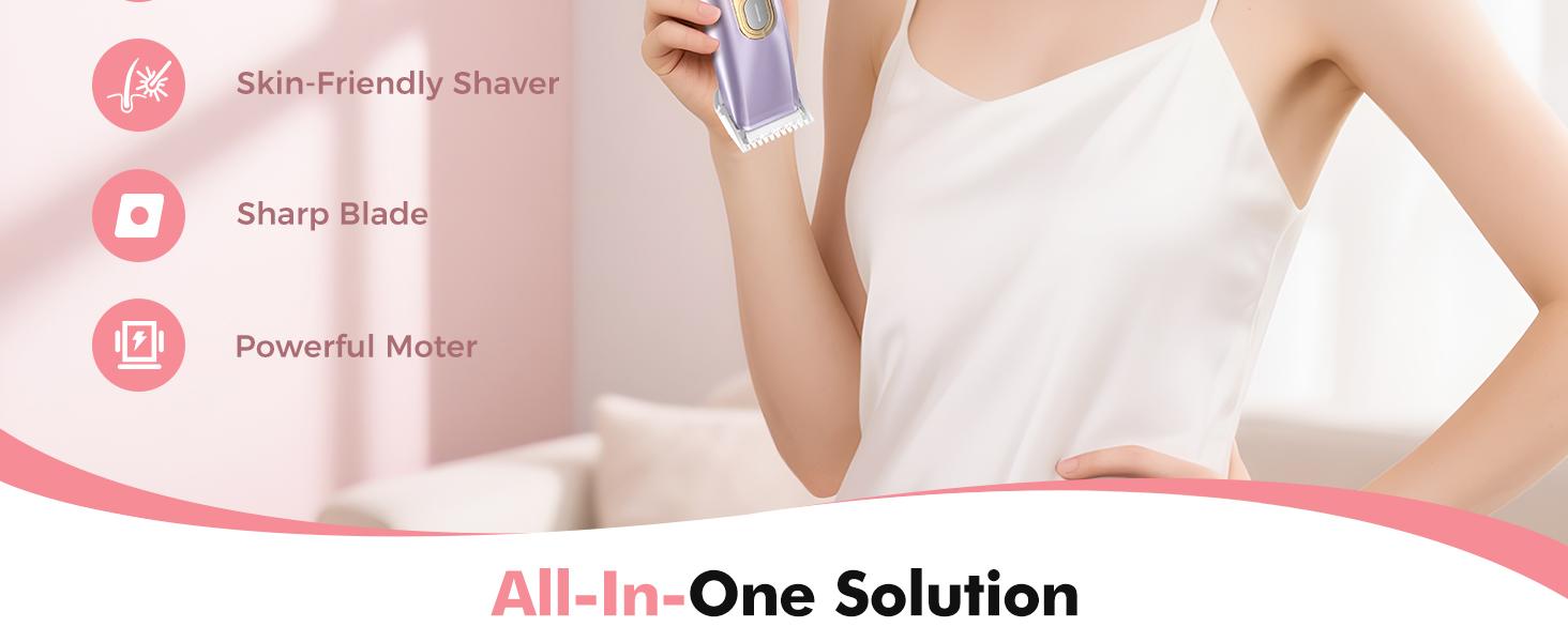 Electric Bikini Trimmer for Women, 1 Set Rechargeable 2 in 1 Body & Facial Hair Removal, Waterproof Wet & Dry Use Trimmer for Women