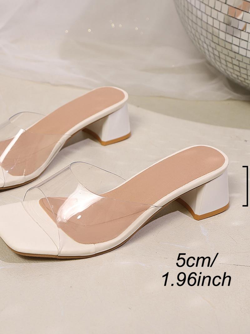 Women's Solid Color Stiletto Heeled Open Toe Sandals, Elegant Fashionable Square Toe Sandals for Party, Daily Clothing Decor for Women & Girls, Footwear