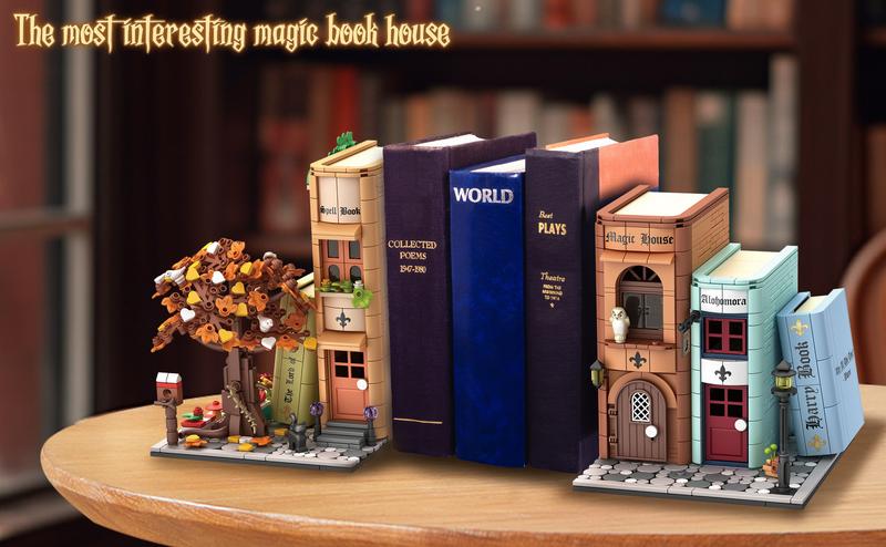 TOKMOC 1488 Pieces,Magic Bookends Building Block Set,For BookNook Building Bookshelf Insert Decoration,Bookcase Miniature House Model,Collecting Building and Gifting Model,Birthday Gift and Home Decoration,For aged 12 and above,Stress relief toy,66009