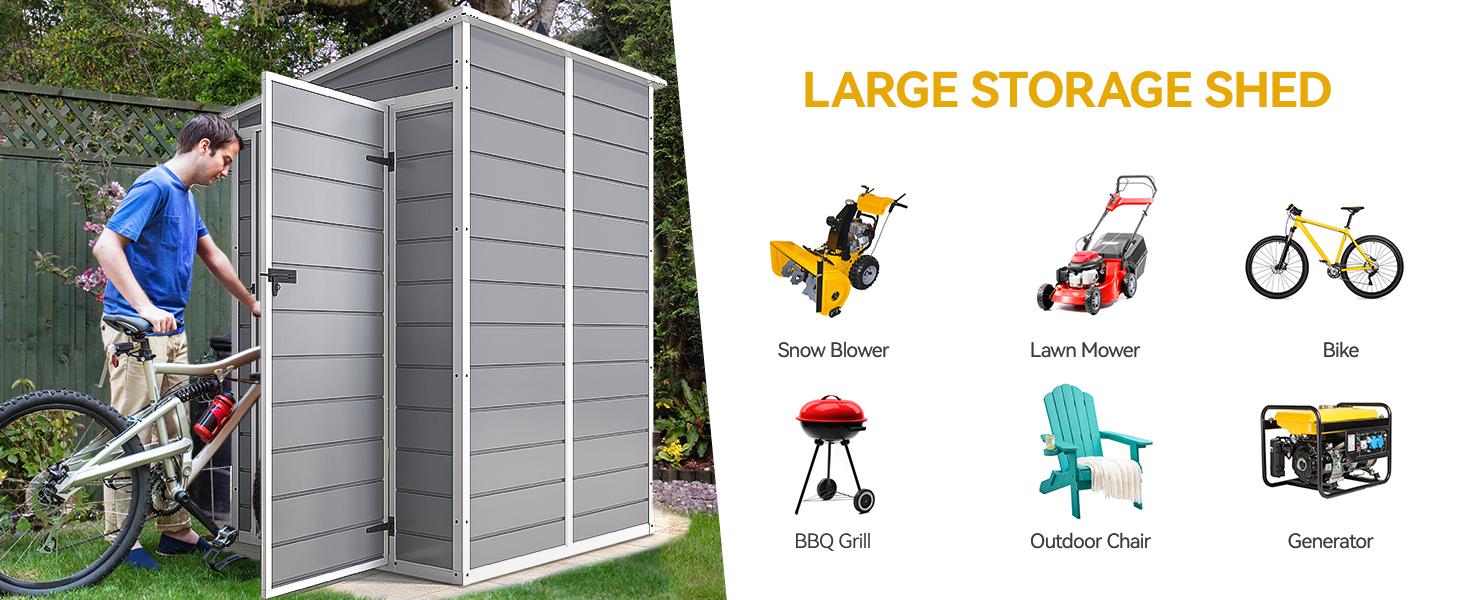 Yitahome 5x4 5x3 FT Outdoor Storage Shed with Reinforced Floor, All-Weather Resin Storage Shed with Lockable Door & Window, Waterproof Plastic Tool Storage for Garden, Backyard, Patio, Lawn