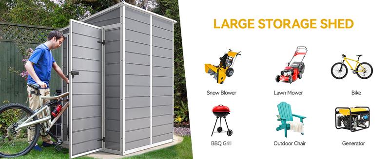 Yitahome 5x4 5x3 FT Outdoor Storage Shed with Reinforced Floor, All-Weather Resin Storage Shed with Lockable Door & Window, Waterproof Plastic Tool Storage for Garden, Backyard, Patio, Lawn