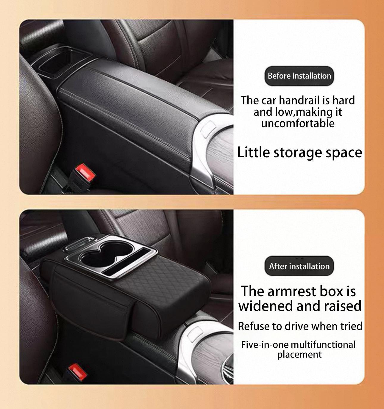 AutoVerve Elite-Car Center Console Armrest Pad, Multifunctional 4 in 1 Pad for Car Armrest Box, Car Storage Bag, Car Console Organizer, Car Interior Accessories, Car Organization Supplies