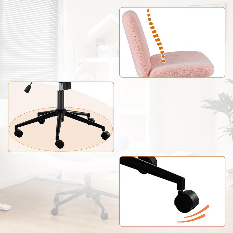 Armless Wide Swivel Office Chair with Cross Leg Seating, Adjustable Fabric Vanity Chair with Wheels and Fixed Base, Padded Seat, Grey Armless Wide Swivel Office Chair with Cross Leg Seating, Adjustable Fabric Vanity Chair with Wheels and Fixed Base, Padded Seat, Grey