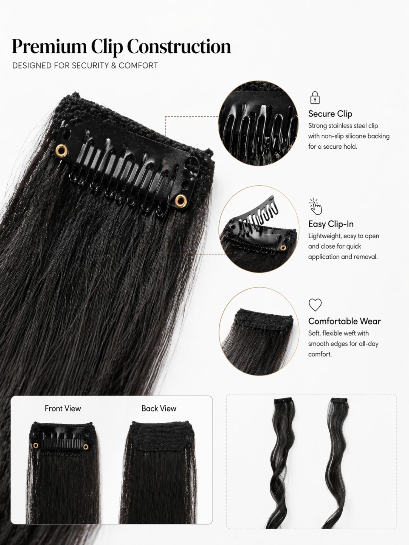 14 Inch Clip in Curtain Bangs Hair Extensions, 2pcs Face Framing Side Bangs Hairpieces, Bangs Fiber Wiglets, Natural Loose Wave Style Wavy Synthetic Hair Clips, No Cut Bangs for Daily Wear