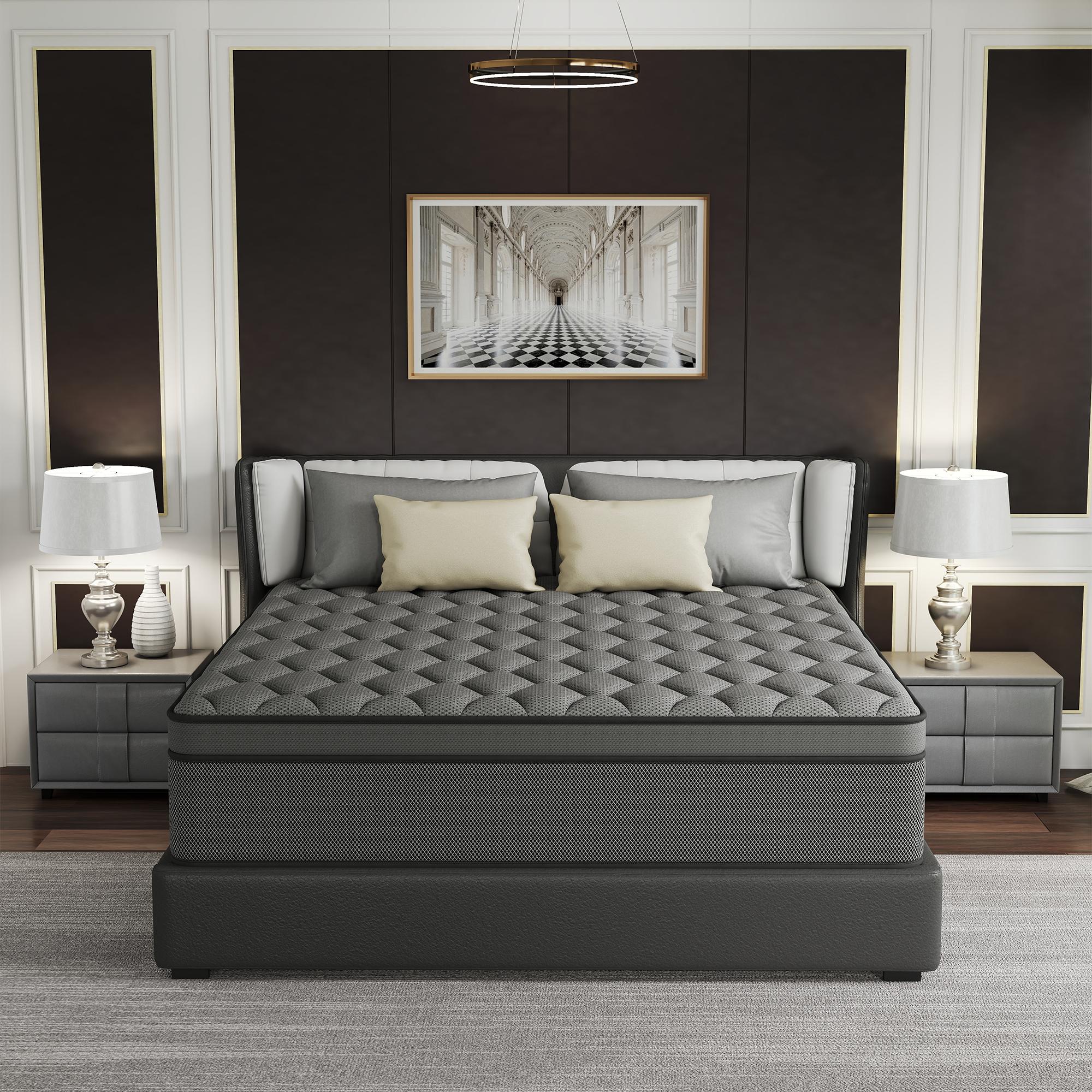 BOMASS 12-14 Inch Hybrid Mattress Twin Full Queen King Size Memory Foam InnerSpring Black Gray Mattresses Durable Medium Firm Soft Bed In A Box