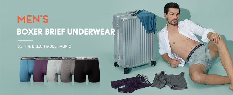 BAMBOO COOL Men's Underwear Boxer Briefs Soft Breathable Premium Fabric Open Fly Pouch High Performance Stretch Christmas Gifts for Men 4 or 7 Pack