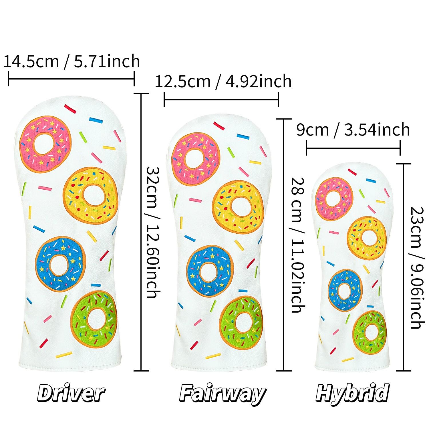 Donut Golf Club Head Cover, 1pc/4pcs Driver Fairway Hybrid Headcovers, Durable Protective Golf Accessories for Golfers