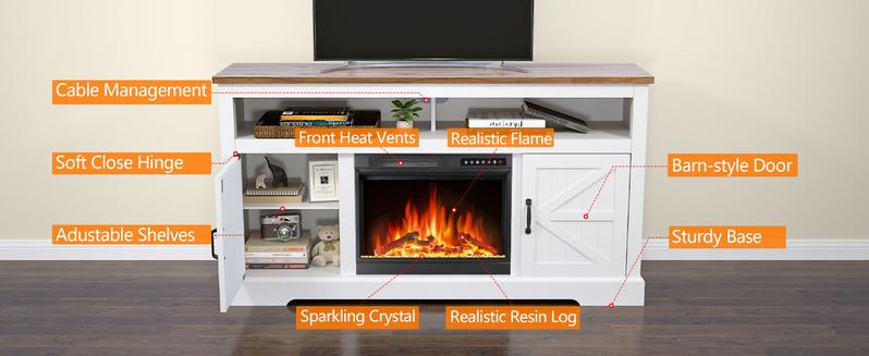 COWSAR Electric Fireplace TV Stand for TVs up to 70", Free Standing 23'' Fireplace Heater with Remote Control, Modern Farmhouse Entertainment Stand for Living Room COWSAR Electric Fireplace TV Stand for TVs up to 70", Free Standing 23'' Fireplace Heater with Remote Control, Modern Farmhouse Entertainment Stand for Living Room