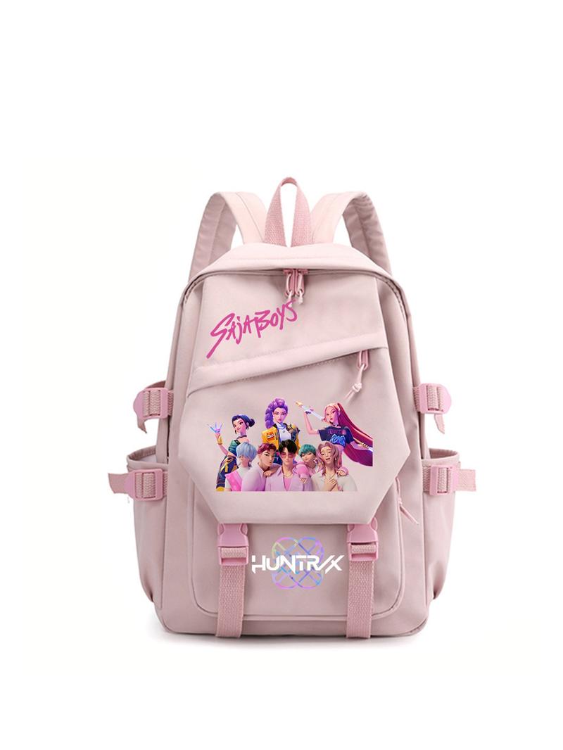 1pc  Women's backpack, solid color backpack, zipper closure, kpop girl group print, fashionable and versatile, casual and simple, suitable for students to go to school, campus, work, commuting, shopping, Cute Versatile Backpack, women's backpack