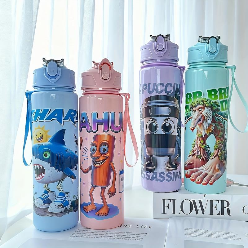 Transparent with Straw, 750ML/26oz Sports Design Leakproof Water Bottle, Portable & Leak-Proof, Ideal for Running, Cycling, Hiking, Gifts