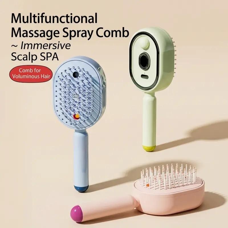 Electric spray air cushion massage comb, Anti tangle brush, self-cleaning, anti-tangling, anti-static, with a hairbrush attachment, combined with essential oil atomizing aromatherapy, it cares for hair and is a gift for ladies, Scalp Brush, Haircare Brush