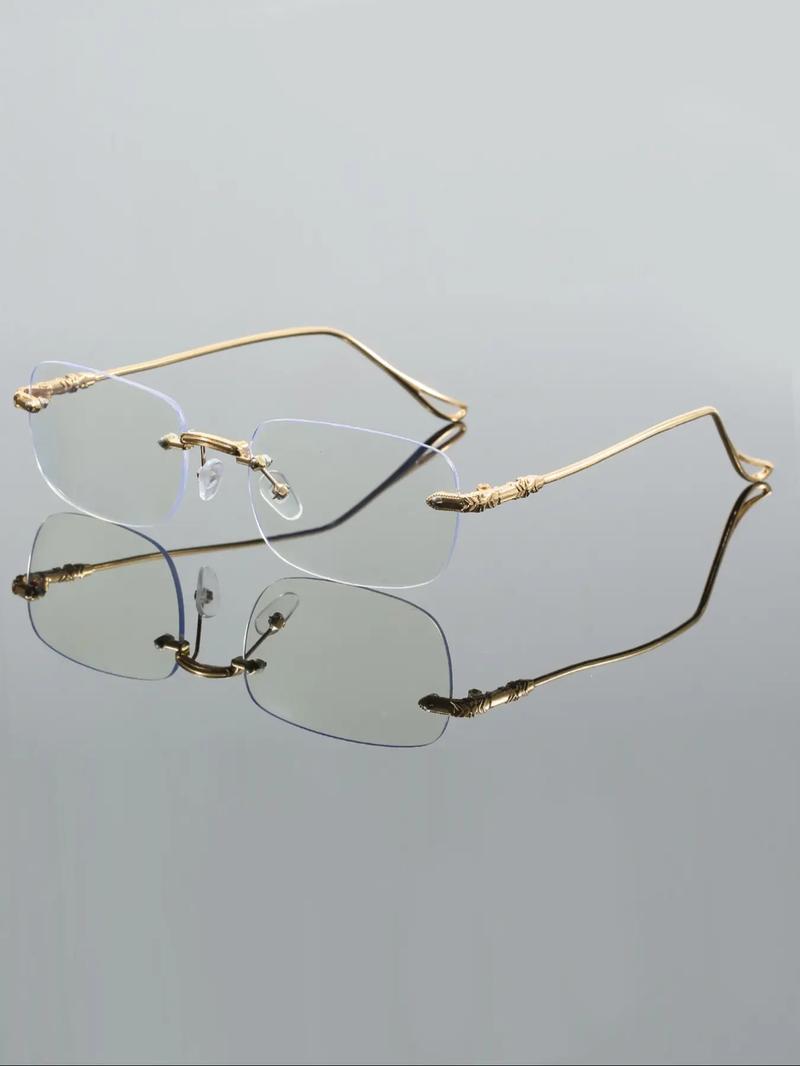 Unisex Frameless Metal Glasses, Anti-Blue Light, Clear Lens, Suitable for Outdoor Travel and Daily Use, All Seasons, Alloy Material, Lightweight Glasses