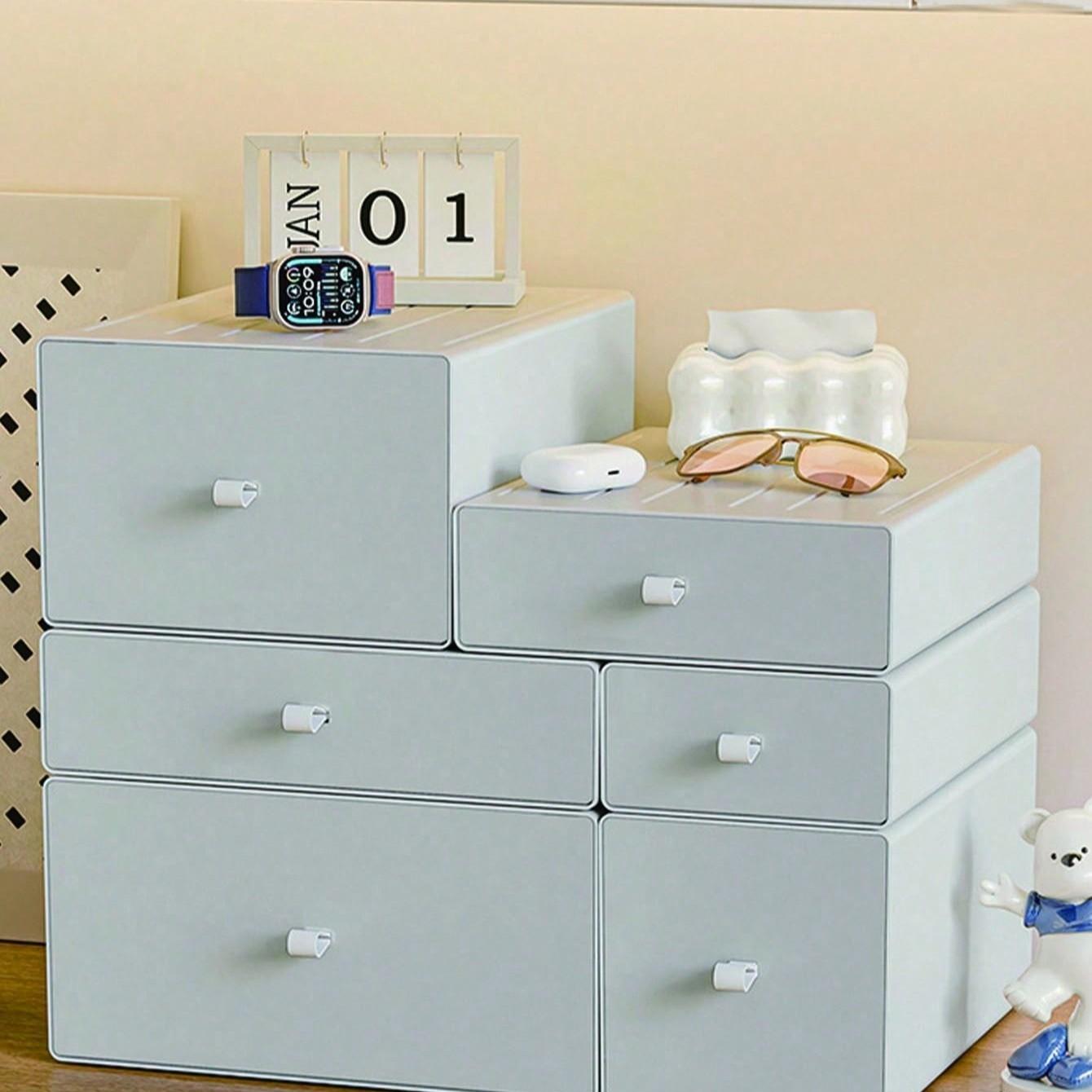 Desktop Drawer Storage Box, Desk Organizer for Office, Dorm, Bedroom, Living Room, Stackable Storage Cabinet, Cosmetics Holder