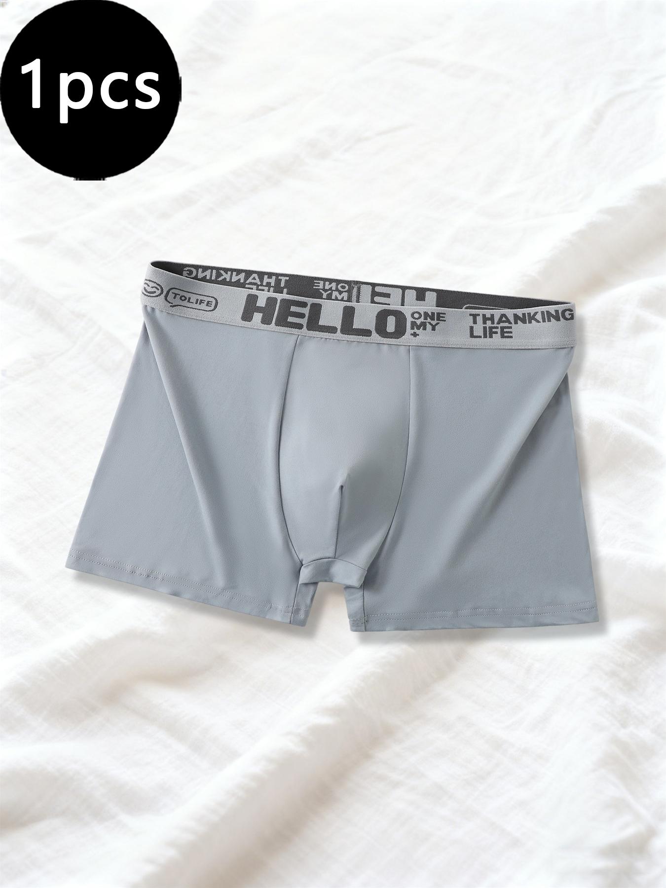 1 Pack Street Style Men's Boxer Briefs, 100% Cotton Breathable Underwear, Trendy Waistband Design, Men's Boxer Shorts