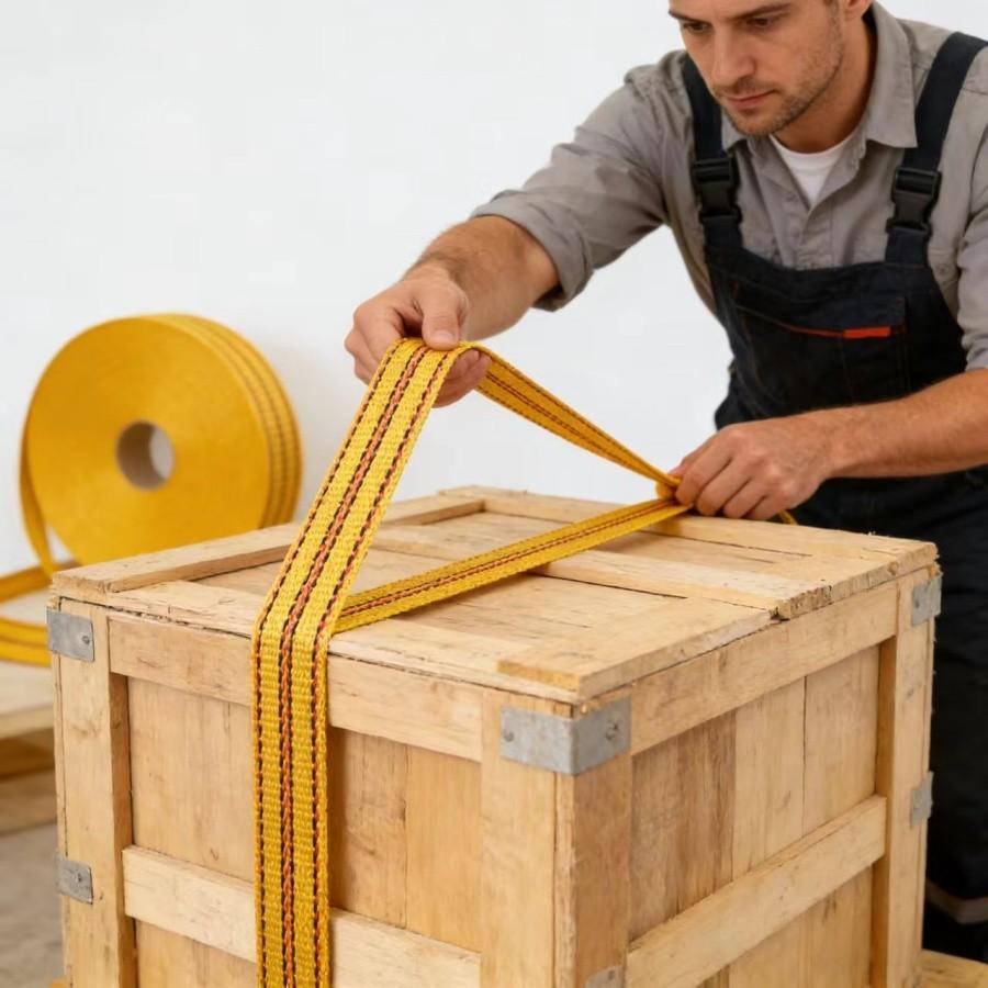 30m Tie-Down Strap, 4cm Wide, Braided Binding Strap, Outdoor RV Camping Gear Fastening, Durable Cargo Securement Band