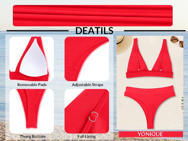 Yonique High Waisted Thong Bikini Set High Cut Bikini Two Piece Swimsuits V Neck Bathing Suit Triangle Bikini Top with High Cut High Rise Bikini Bottom Sexy Swimsuit for Women Yonique High Waisted Thong Bikini Set High Cut Bikini Two Piece Swimsuits V Neck Bathing Suit Triangle Bikini Top with High Cut High Rise Bikini Bottom Sexy Swimsuit for Women
