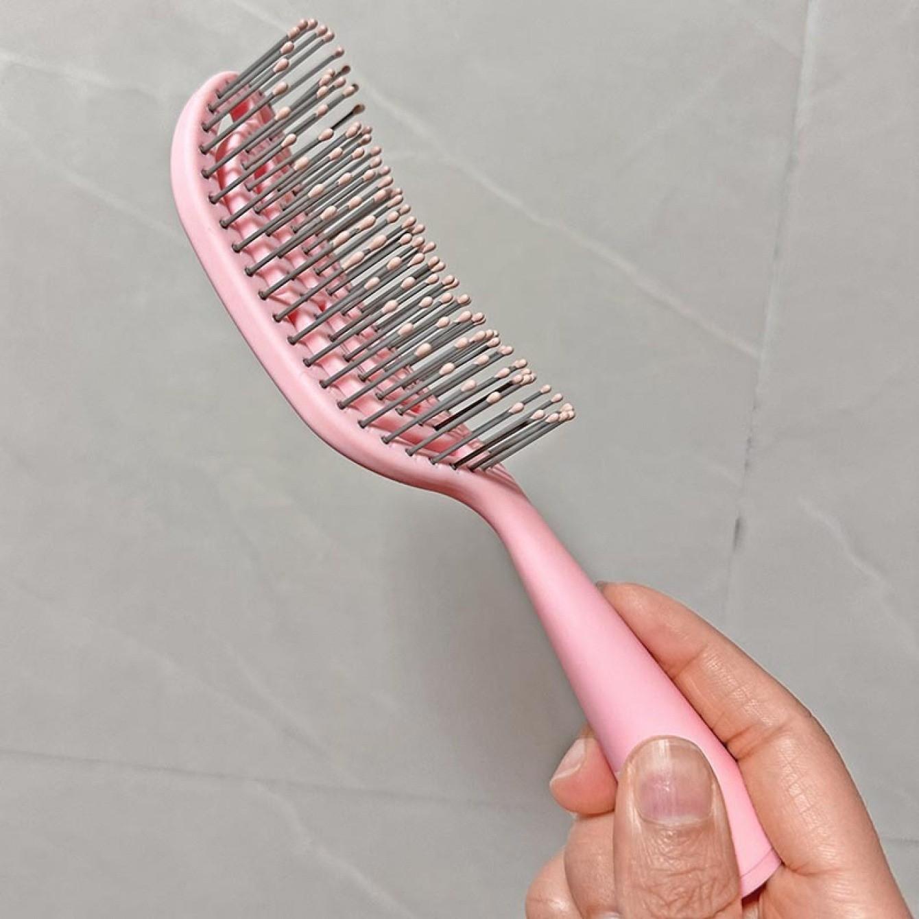 Portable Hollow Bone Comb, Macaron Puff High Volume Curl Styling Brush, Massage Rib Comb Standing Up Hollow Design