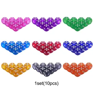 10pcs 16mm Transparent Dice Set, Standard Dot Dice for Entertainment Tabletop Games, Perfect for Gaming Enthusiasts