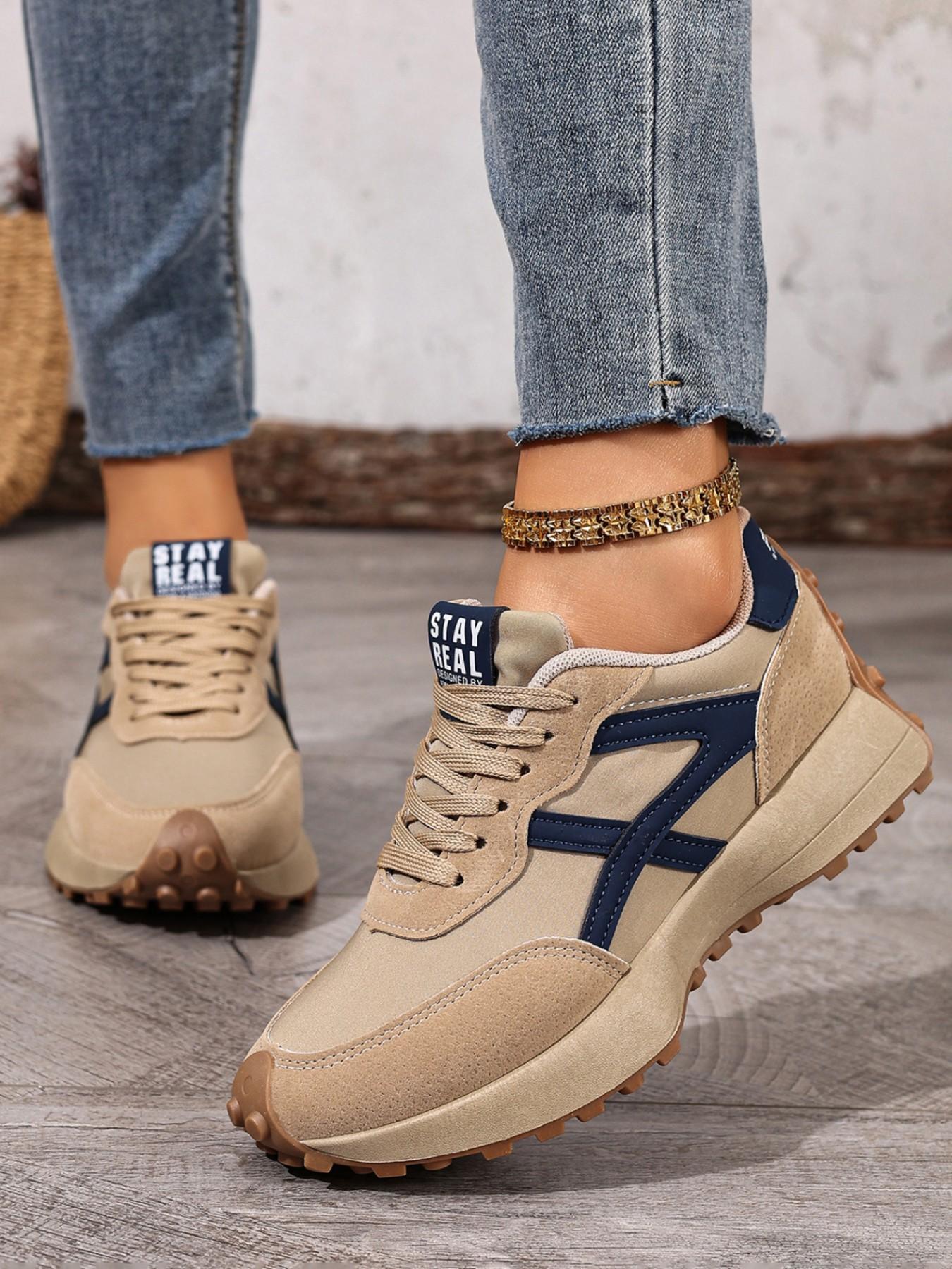 Women's Athletic Shoes Spring Autumn Elegant Fashion Classic Sneakers Style Casual Round Toe Low Top Lace-Up Thick Sole Breathable Outdoor Sneakers Thick Soled Sneakers