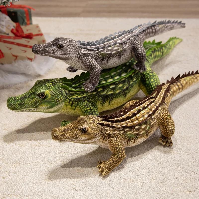 65/90CM Simulation Crocodile Plush Toys Soft Stuffed Lifelike Green Gray Brown Giant Alligator Sofa Cushion
