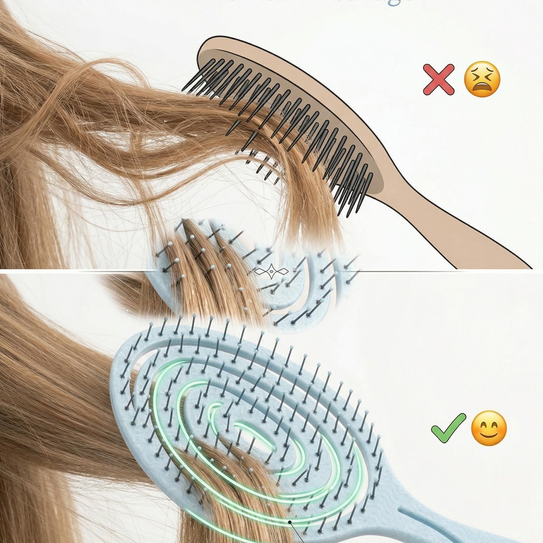 1PC Spiral Detangling Hairbrush TikTok Viral, Unique Hollow Out Vent Brush, Anti-Tangle Fluffy High Volume Comb, No Snag Scalp Massage Brush for Curly & Straight Hair, Dorm Home Use for Women Girls, Beginner Friendly Hot Sale