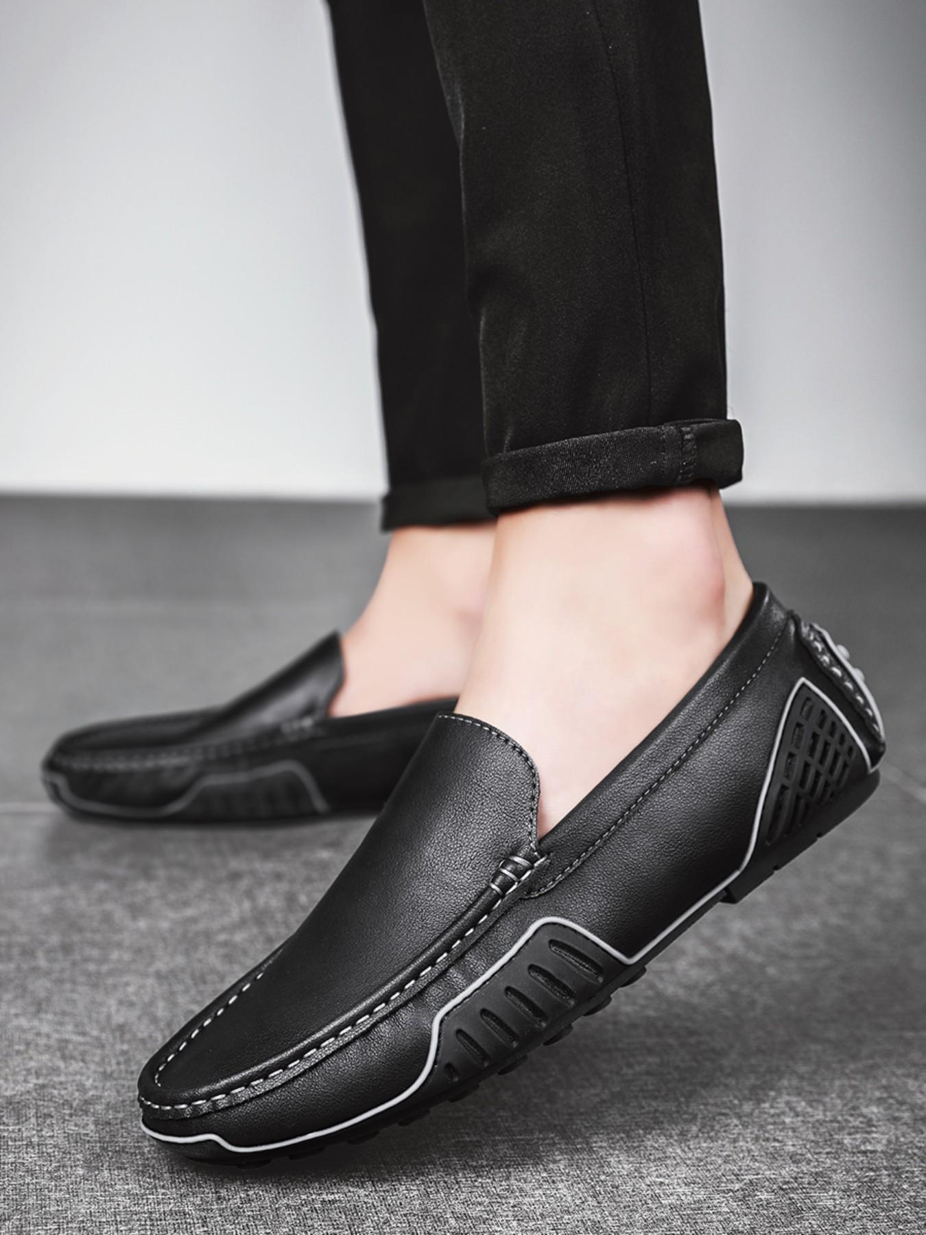 Men's Loafers, High-Quality Leather Upper, Flat Slip-On Men's Shoes, Fashion Casual Walking Shoes, Perfect for Weddings and Parties, Fashionable Loafers