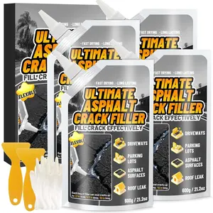 Asphalt Crack Filler, 5.3LB High Elasticity Cement Crack Filler, Self Leveling  Repair Sealant for Driveway, Walkway, Blacktop Concrete Joint, Outdoor Quick Drying Sealer - Black
