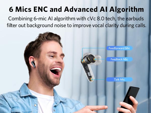 EarFun Air Pro 4 Adaptive Hybrid Noise Canceling Wireless Earbuds, Qualcomm Snapdragon Sound, aptX Lossless, 6 Mics AI CVC 8.0 Call, LDAC Hi-Res Audio, 52H Playtime, Bluetooth 5.4, White