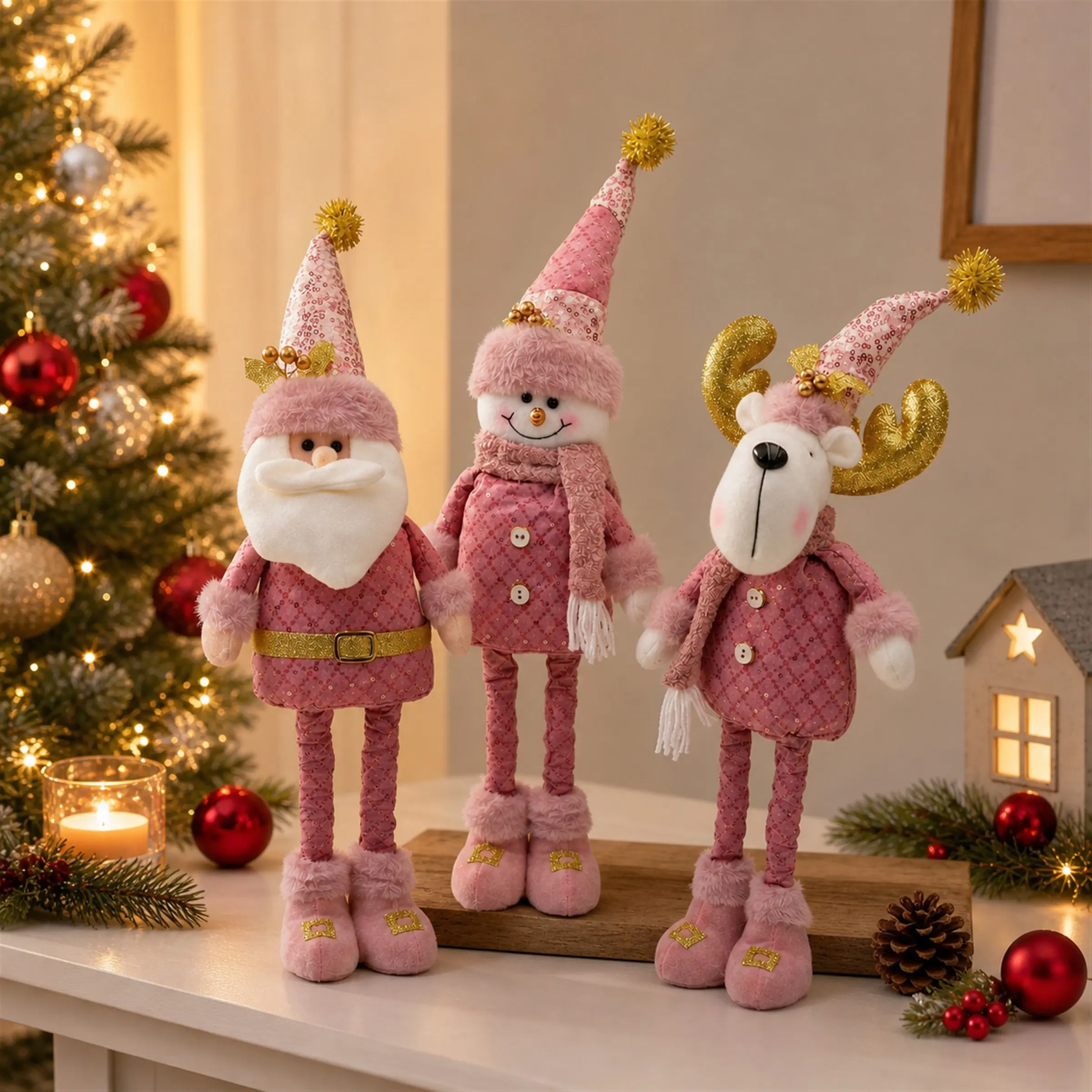 New Stretchable Christmas Doll 60cm, Elder Snowman Reindeer Plush Toys, Holiday Decorations, Home Festival Atmosphere Ornament