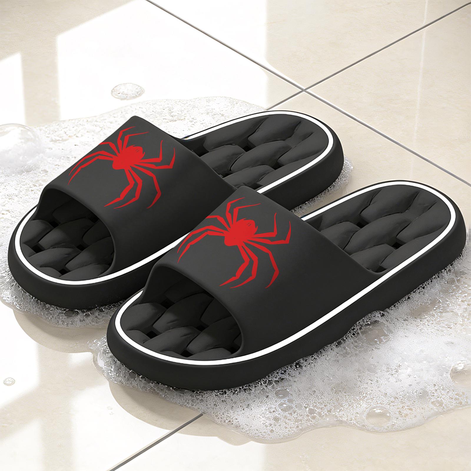 Halloween Spider Pattern Slippers for Men Women Comfortable Indoor Non Slip Home Shoes Soft Sole Warm Winter Footwear Casual Daily Use