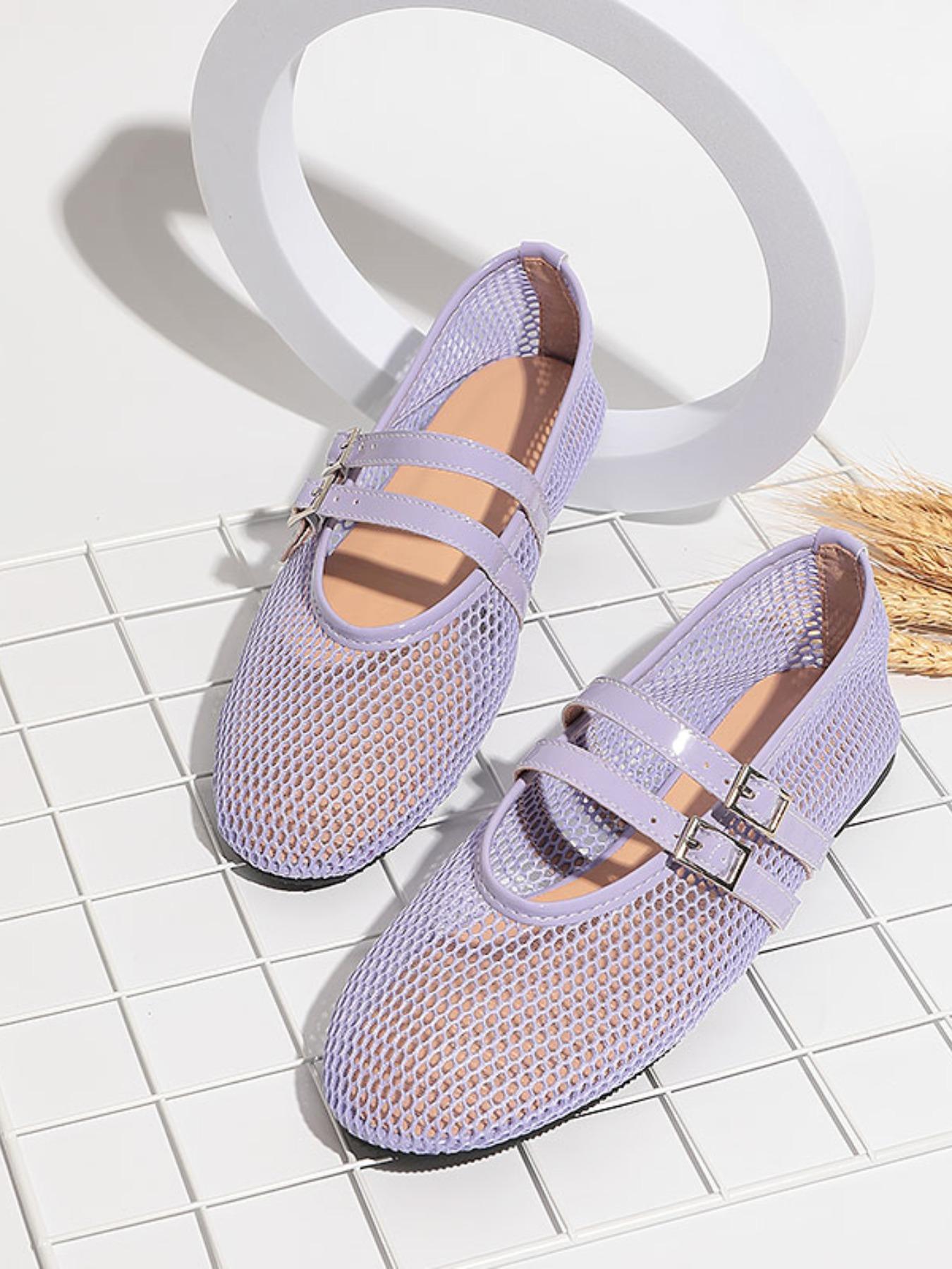 Women's Casual Hollow Out Mesh Sandals, Summer New One Strap Round Toe Flat Heel Mary Jane Shoes, Comfortable Breathable Footwear