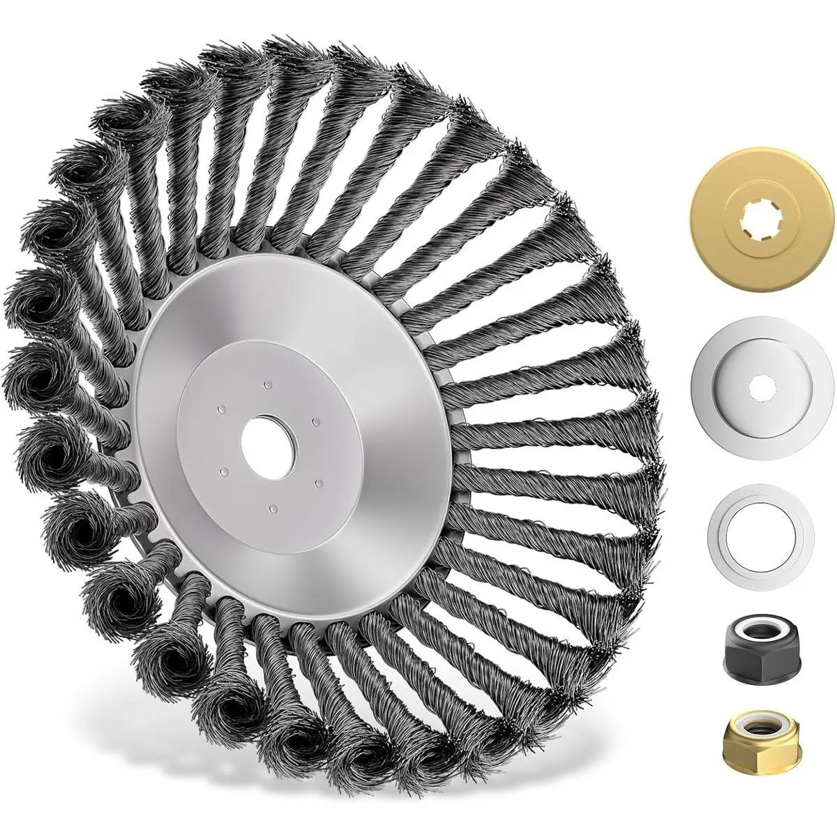 Steel Wire Weed Eater Blades, Universal Weed Eater Attachments, Weed Brush Cutter Trimmer Head with Adapter Kits, Effective Removal of Weeds/Moss/Rust (8 INCH)