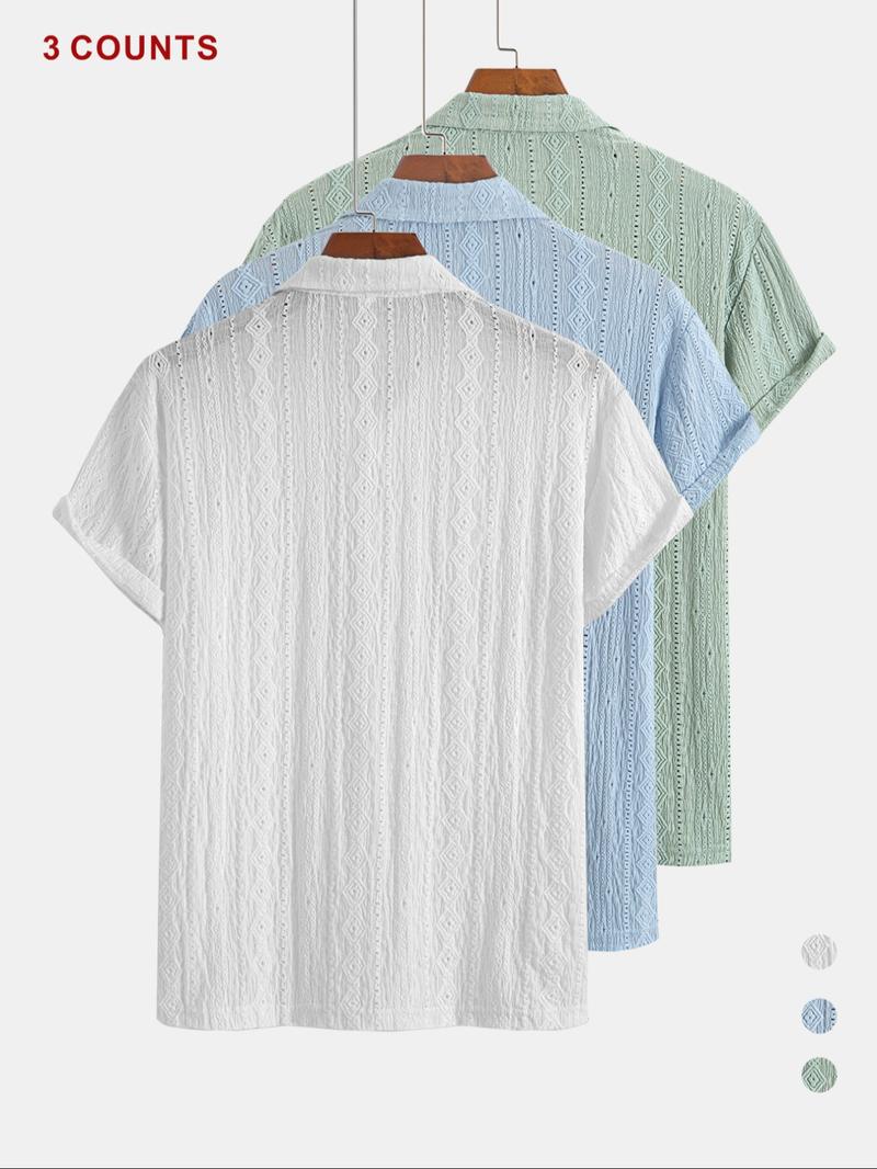 Men's Jacquard Polo Shirt, Regular Fit Casual Short Sleeve Top for Summer, Men's Clothes for Daily Wear