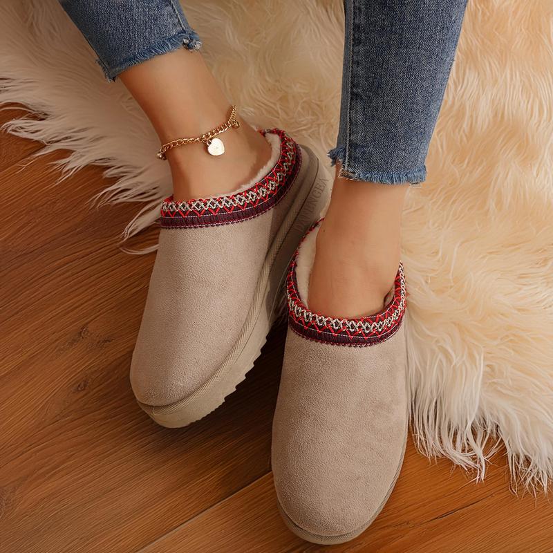 Women's Fuzzy Memory Foam Slippers Fluffy Winter House Shoes Indoor and Outdoor Anti-Slip Mini Snow Boot Short Ankle
