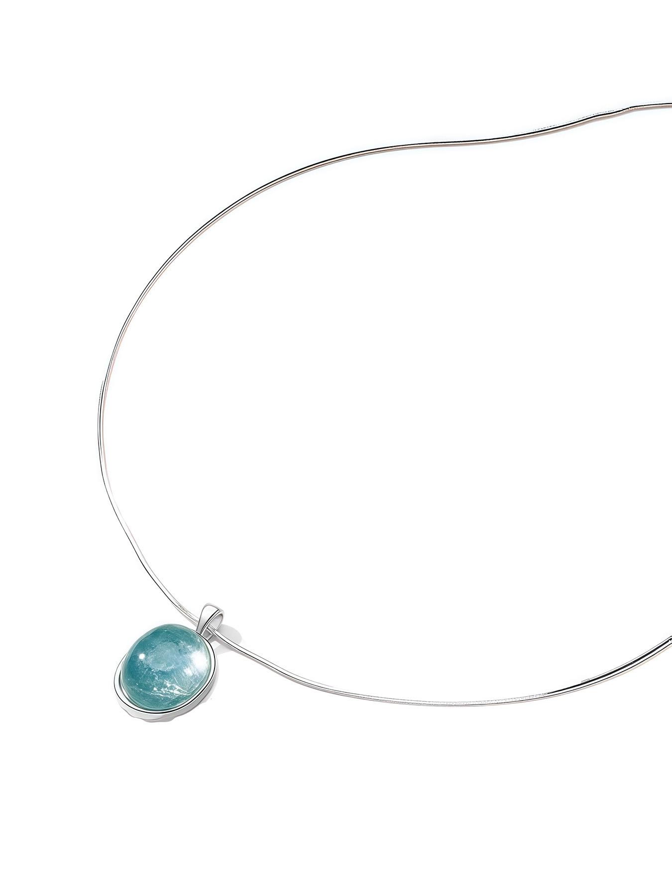Elegant Sea Blue Necklace for Women, Geometric Oval Design, Luxury Fashion Accessory, Perfect for Daily Wear and Dates