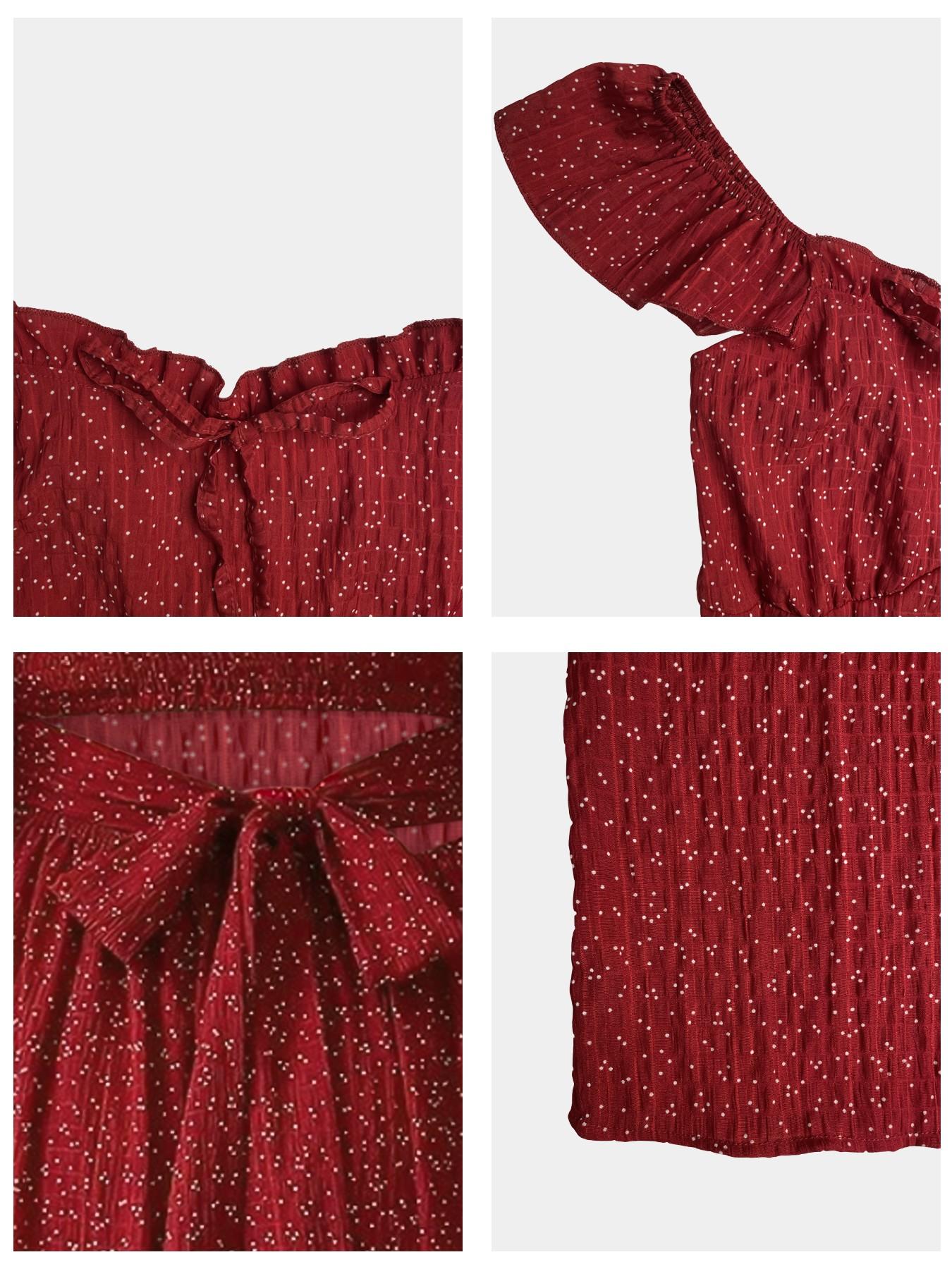 1 Piece Spring & Summer Ruffled Square Neck Polka Dot Maxi Dress , Back Tie Design Retro Sweet Style for Date Nights and Vacation,Waist-Cinching Slimming Romantic Girl Style for Parties and Daily Outings, Casual Wear 1 Piece Spring & Summer Ruffled Square Neck Polka Dot Maxi Dress , Back Tie Design Retro Sweet Style for Date Nights and Vacation,Waist-Cinching Slimming Romantic Girl Style for Parties and Daily Outings, Casual Wear