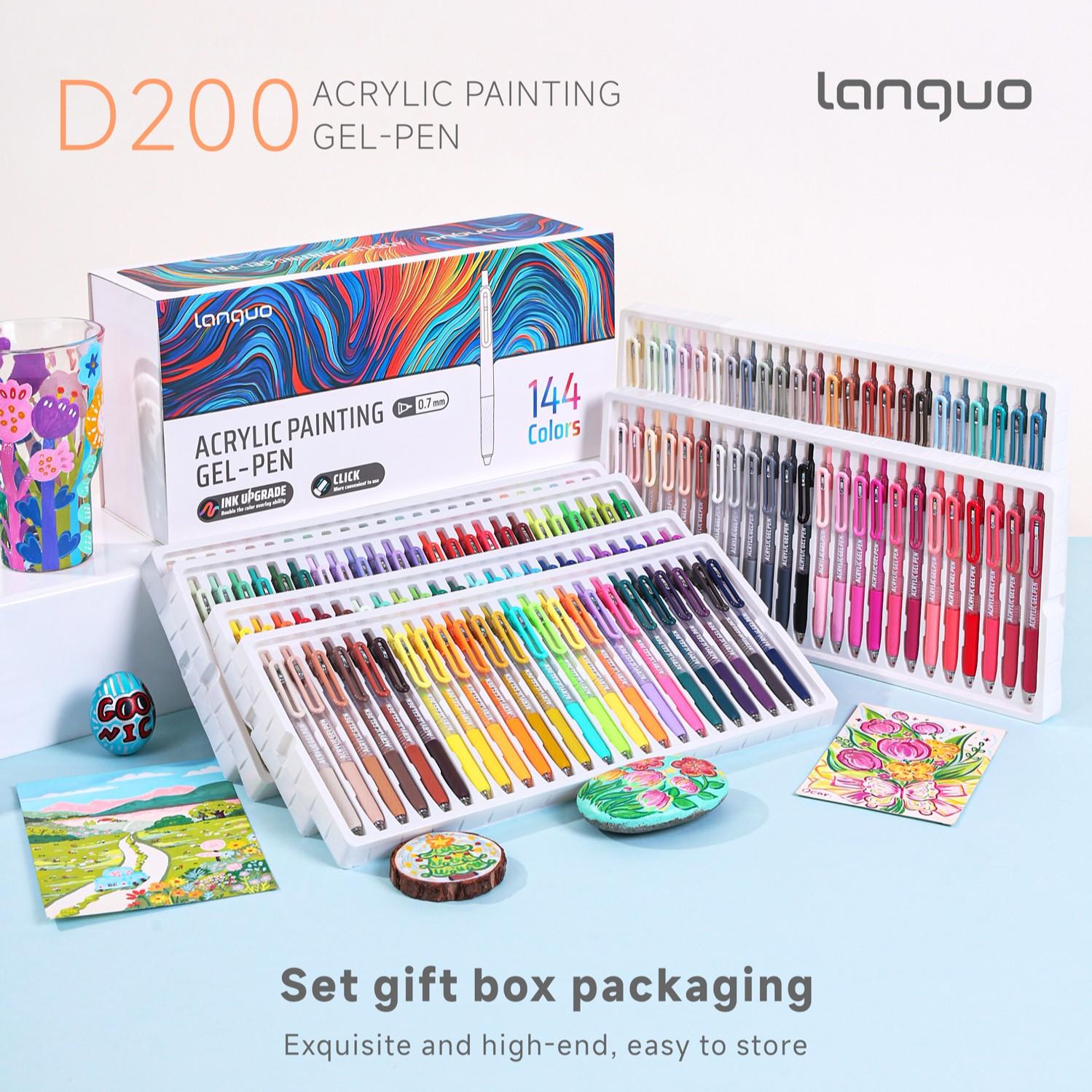 Languo 144 Color Gel Pen Set, Art Pens, 0.7mm Stainless Steel Tip, High Coverage Ink, Suitable for Stone, Ceramic, Glass, Wood, Canvas, Phone Case, DIY Art Supplies, Artist Supplies