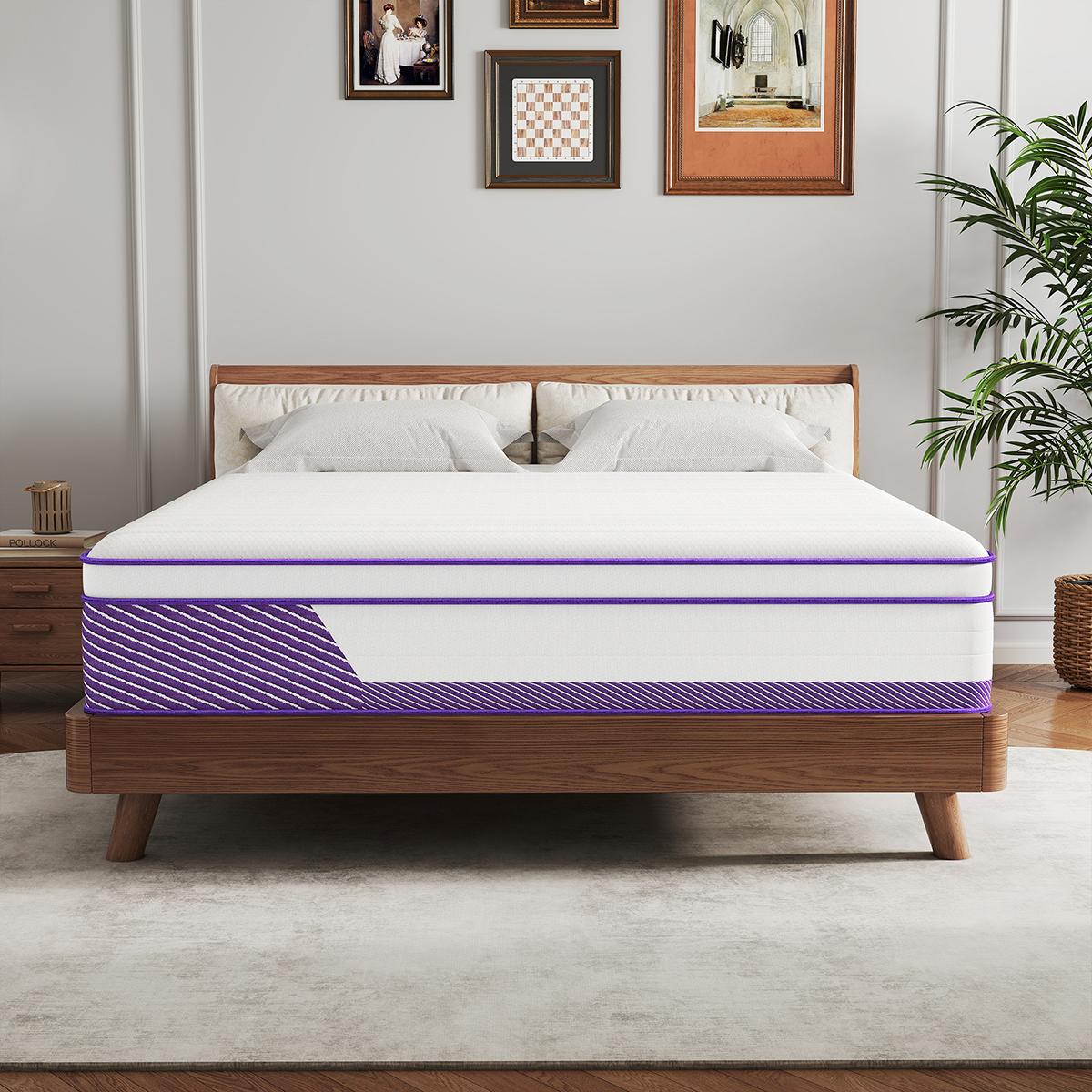 12" 14" Gel Memory Foam Mattress Hybrid Spring Twin Full Queen King Size Bed In A Box Medium Firm Mattresses Purple Motion Isolation​