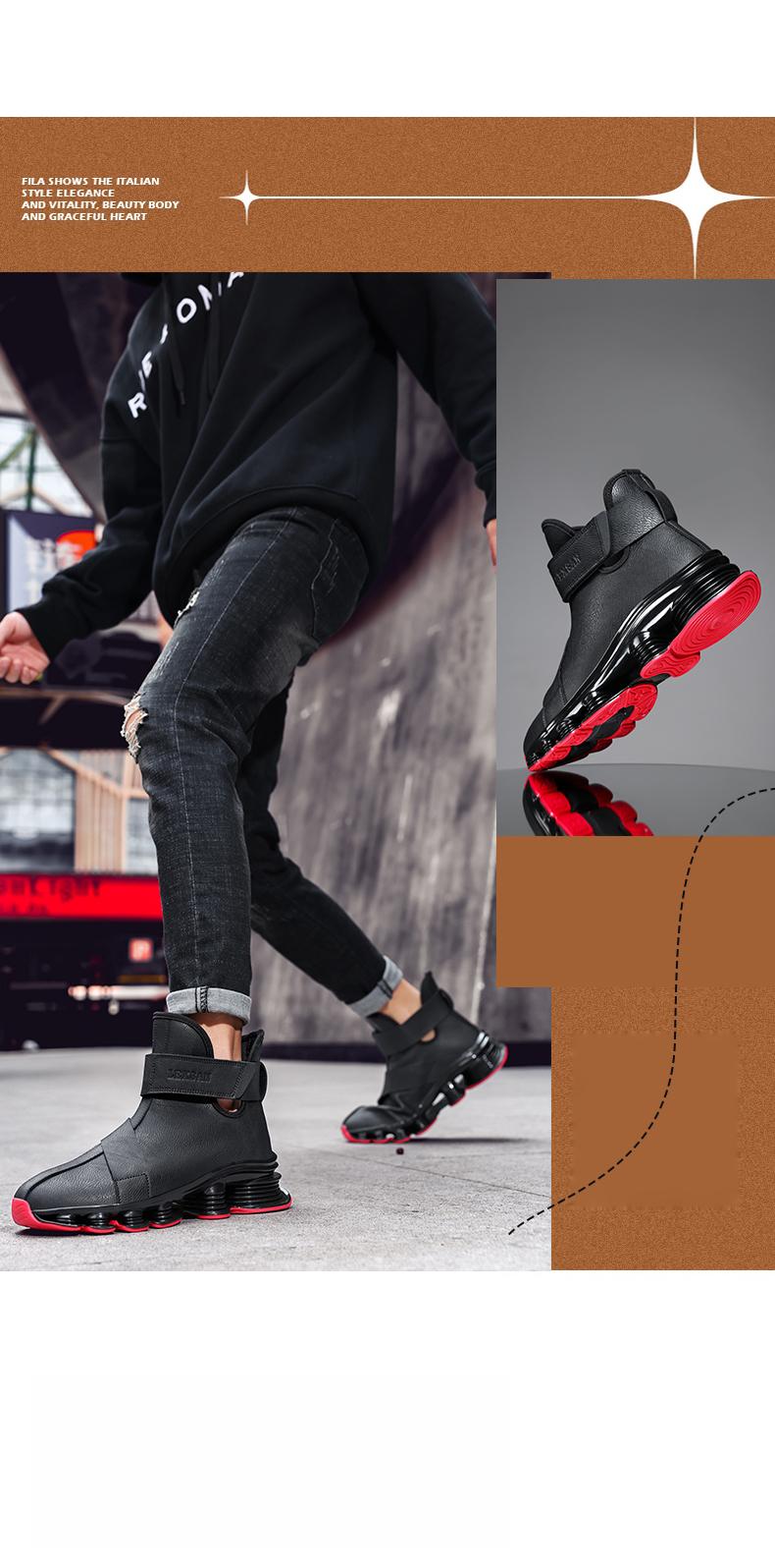 Men's Casual Boots Perforated Sole Sports Shoes Anti-Slip Running Shoes Adjustable Lacing Design All-Season Comfortable Shoe Style Training Athletic Black