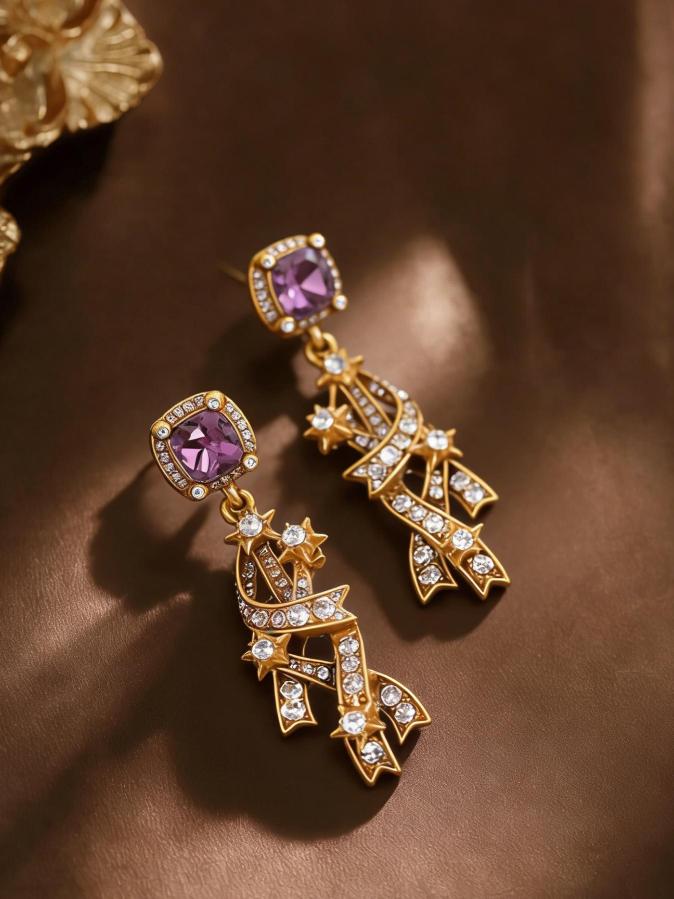 A pair of stylish and elegant star tassel studded diamond earrings, suitable for daily commuting, vacation and dating, and also a surprising and exquisite small gift.